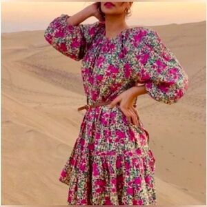 NWOT ZARA, Voluminous Puff Sleeve Mini, Medium in Pink/Green Floral